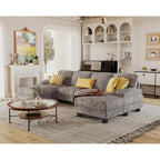 Furmax Sectional Couches For Living Room, U-Shaped Sofa Couch With Linen Fabric, 4 Seat Sofa Set With Double Chaise For Apartment (Chenille, Grey)
