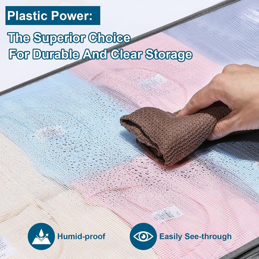 2 Pack Under Bed Storage Containers Bins, Humid-Proof Plastic Underbed Storage Bins, Clothes Storage And Organization Bags, Under The Bed Blanket Storage With Handles For Clothes, Bedroom
