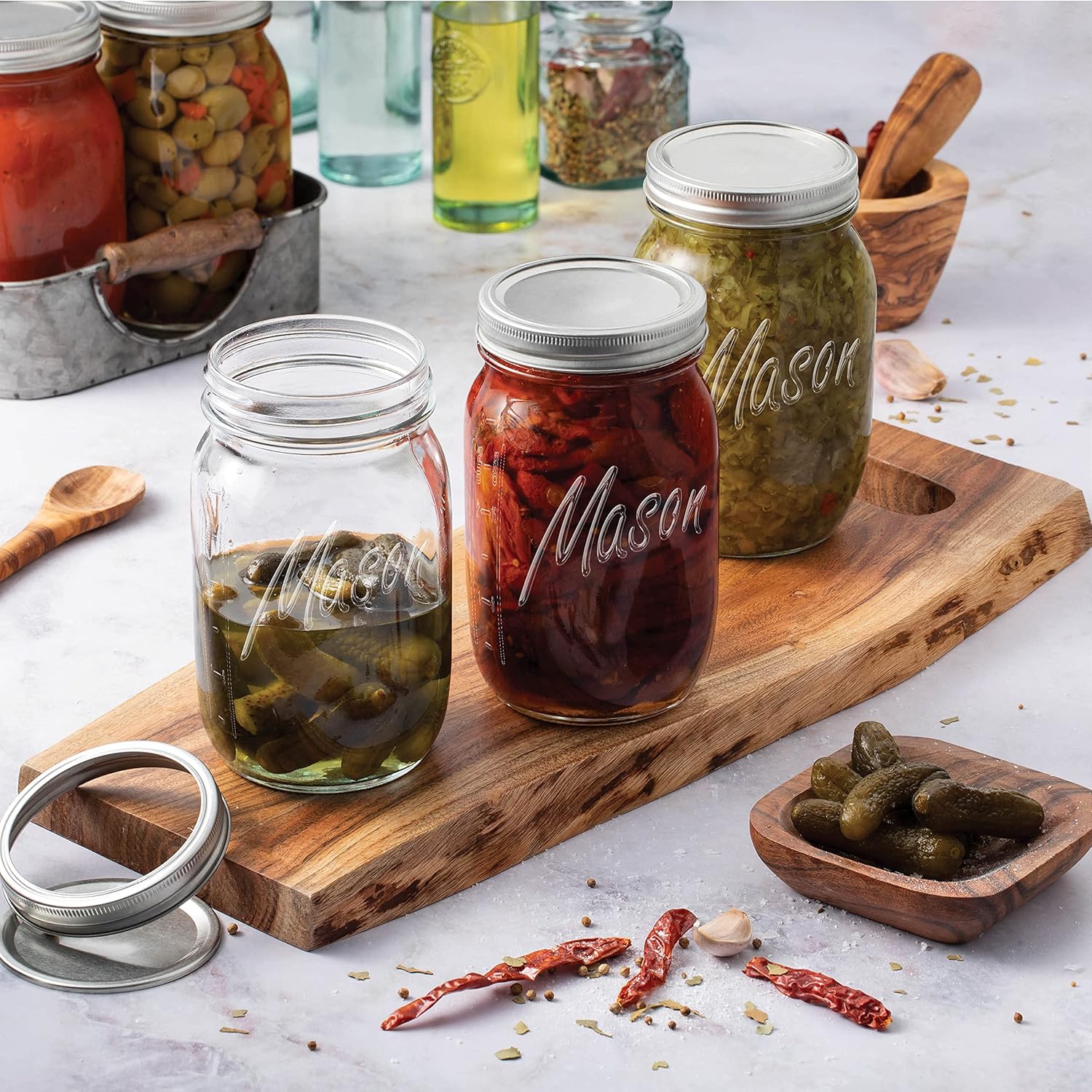 Paksh Novelty Wide Mouth Mason Jars With Lids 32 oz – Glass Quart Mason Canning Jars, Large Mason Jar Wide Mouth for Canning, Pickling, Jelly Preserving & Meal Prep, 2-Pack