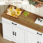 Buffet Cabinet With Storage And 2 Drawers, 47.2“ Large Sideboard Buffet Cabinet With Adjustable Shelves And Doors, Modern Coffee Bar Cabinet, White