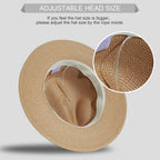 Lanzom Women Wide Brim Straw Panama Roll up Hat Fedora Beach Sun Hat UPF50+