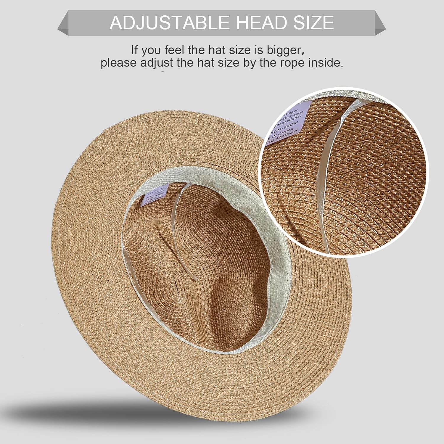 Lanzom Women Wide Brim Straw Panama Roll up Hat Fedora Beach Sun Hat UPF50+