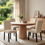Dining Chairs Set Of 4, Upholstered Dining Room Chairs With Padded Seat & Solid Wood Legs, Modern Farmhouse Kitchen Chairs For Living Room/Restaurant/Cafe, Oatmeal (Only Chair)