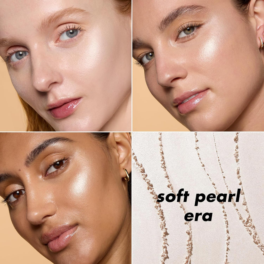 E.L.F. Halo Glow Silky Powder Highlighter, Long-Lasting Luminous Face Finish, Cake-Resistant With Micro-Shimmer, Vegan & Cruelty-Free, Soft Pearl Era
