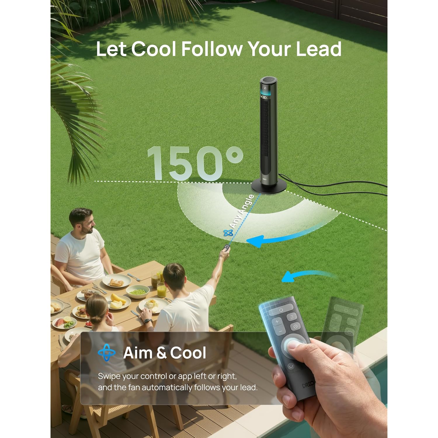 Dreo Turbocool Outdoor Misting Fan 711As, 33 Ft/S High Velocity, 20Db Quiet | 12 Speeds, 4 Modes, 150° Customizable Oscillating, Smart Standing Fan For Bedroom, Dc Motor, Ipx4-Rated Weather Resistant
