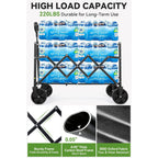 Hikenture Collapsible Wagon Cart With Wheels, 220 Lbs Foldable Wagon | 9 Lbs Lightweight Portable Utility Cart, All Terrain Folding Wagon For Grocery Shopping, Garden, Sports, Camping, Daily Use