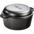 Lodge Cast Iron Double Dutch Oven 5 Quart - Pre-Seasoned 2-in-1 Cast Iron Cookware - Pot & Skillet Combo - Even Heat Retention - Oven-Safe, Versatile Pot