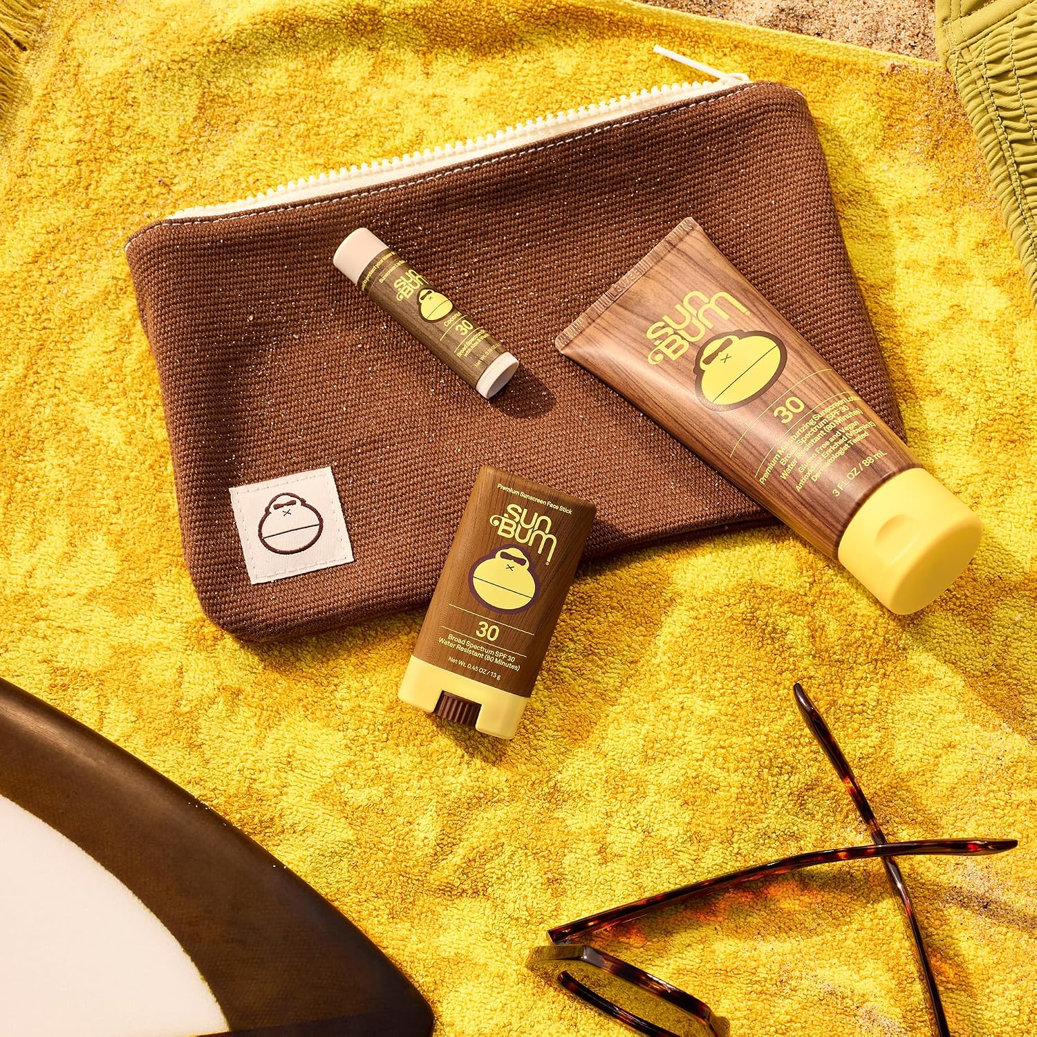 Sun Bum Road Tripper - Travel Sized Sun Care Pack With Sunscreen Lotion, Face Stick, And Lip Balm - Spf 30 Broad Spectrum Uva/Uvb Protection - Hawaii 104 Act Compliant - Tsa Friendly
