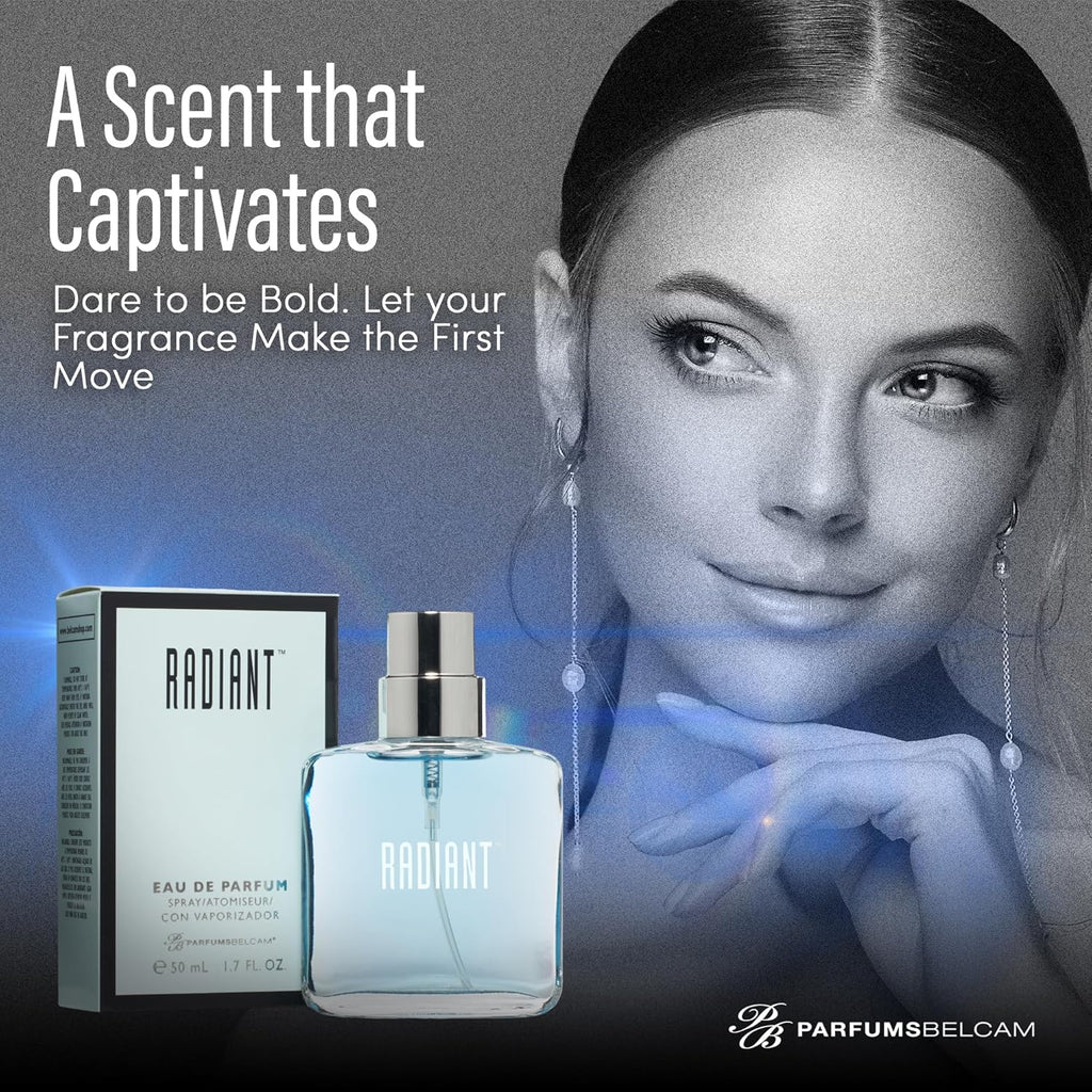 PB ParfumsBelcam Radiant Eau de Parfum for Women – Warm Oriental Vanilla Gourmand Perfume with Citrus, Chocolate & Caramel – Sweet Spicy Fragrance Spray, Signature Everyday Scent, 1.7 Fl Oz