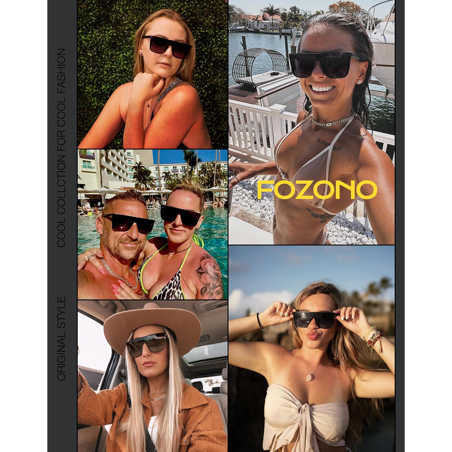 Trendy Square Oversized Sunglasses for Women Men Retro Flat Top Shield Sun Glasses UV Protection Once Piece Lens Tortoise Frame/Brown Lens