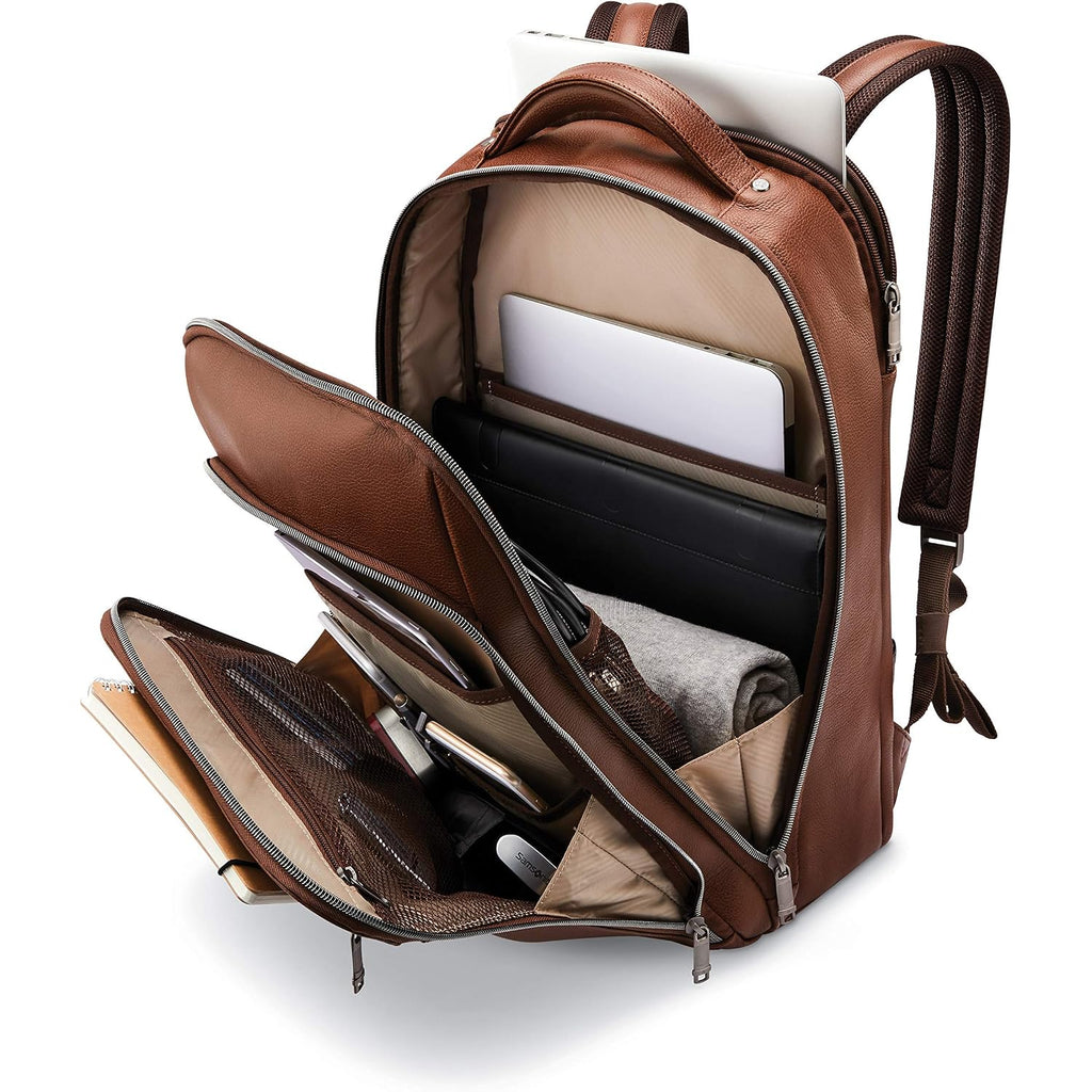 Samsonite Classic Leather Backpack, Cognac , One Size