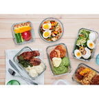 M Mcirco 30 Pieces Glass Food Storage Containers With Snap Locking Lids,Glass Meal Prep Containers Set - Airtight Lunch Containers, Microwave, Oven, Freezer And Dishwasher