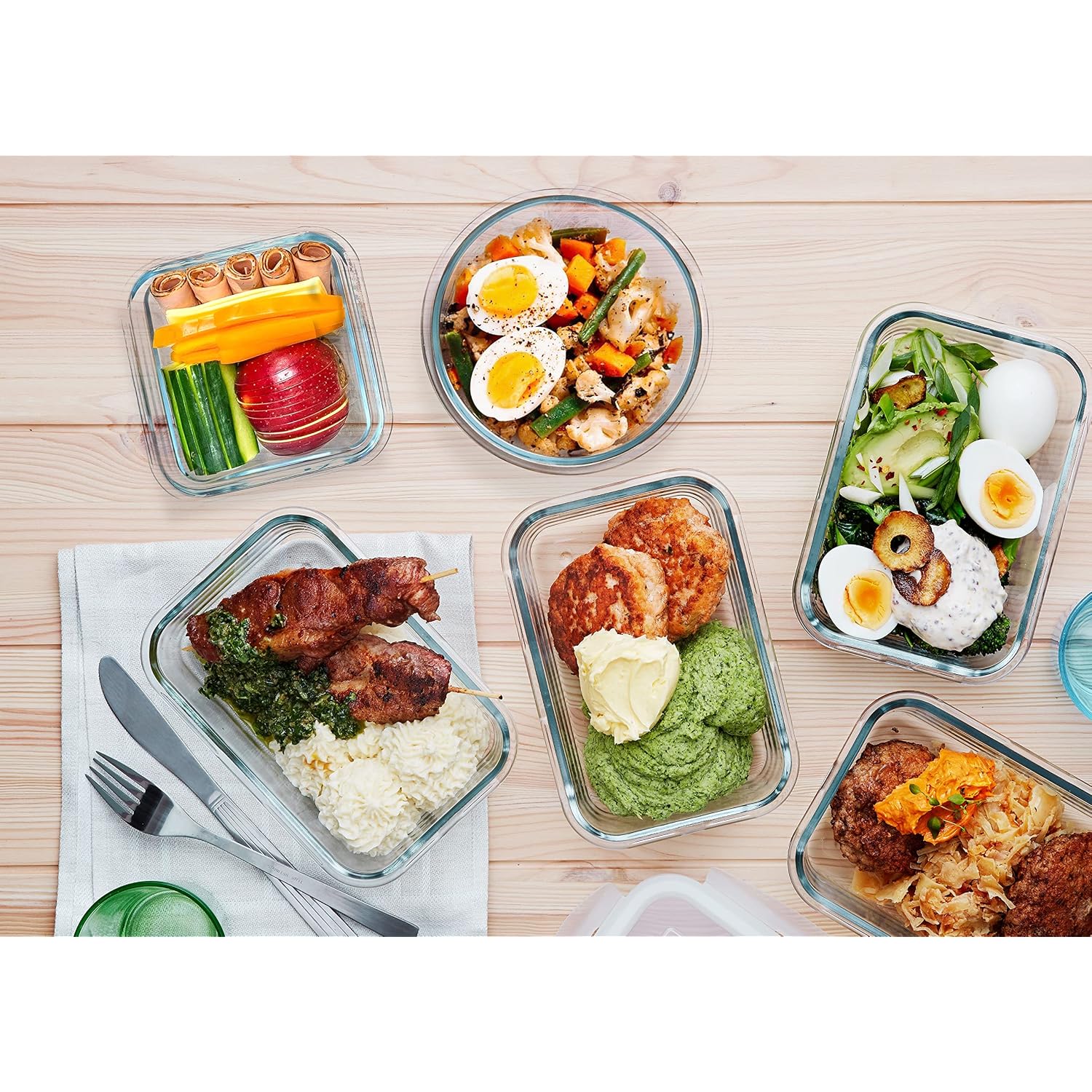 M Mcirco 30 Pieces Glass Food Storage Containers With Snap Locking Lids,Glass Meal Prep Containers Set - Airtight Lunch Containers, Microwave, Oven, Freezer And Dishwasher