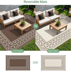 Genimo Outdoor Rug, Waterproof Plastic Rugs For Patio, 5'X8' Coffee Beige | Outside Larger Modern Carpet Mat For Porch Decor, Deck, Balcony, Camping, Rv, Backyard, Picnic, Beach, Reversible, Foldable