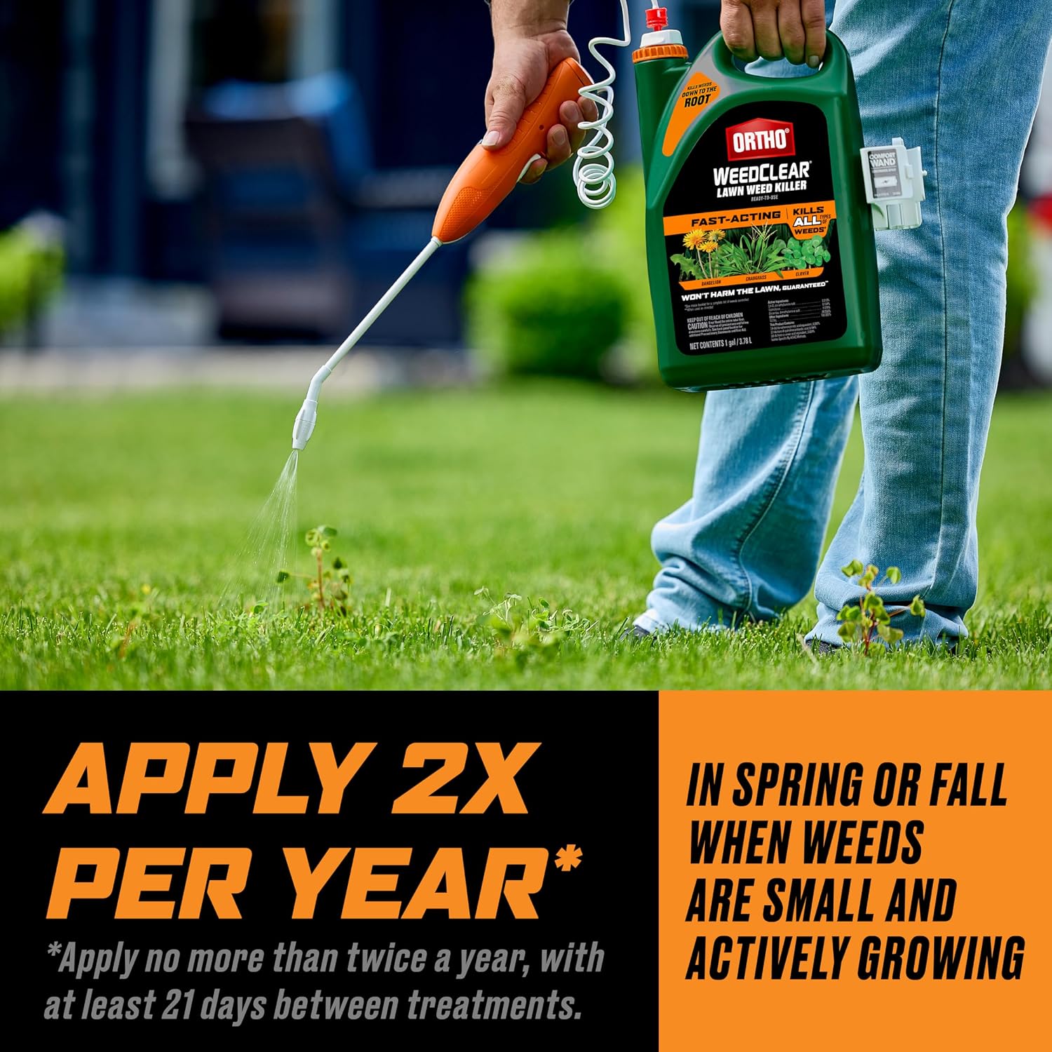 Ortho Weedclear Lawn Weed Killer Ready-To-Use With Comfort Wand, 1 Gal. | Weed Killer Spray, Kills Dandelion, Crabgrass, And Clover, Fast-Acting, Won'T Harm Lawn When Used As Directed