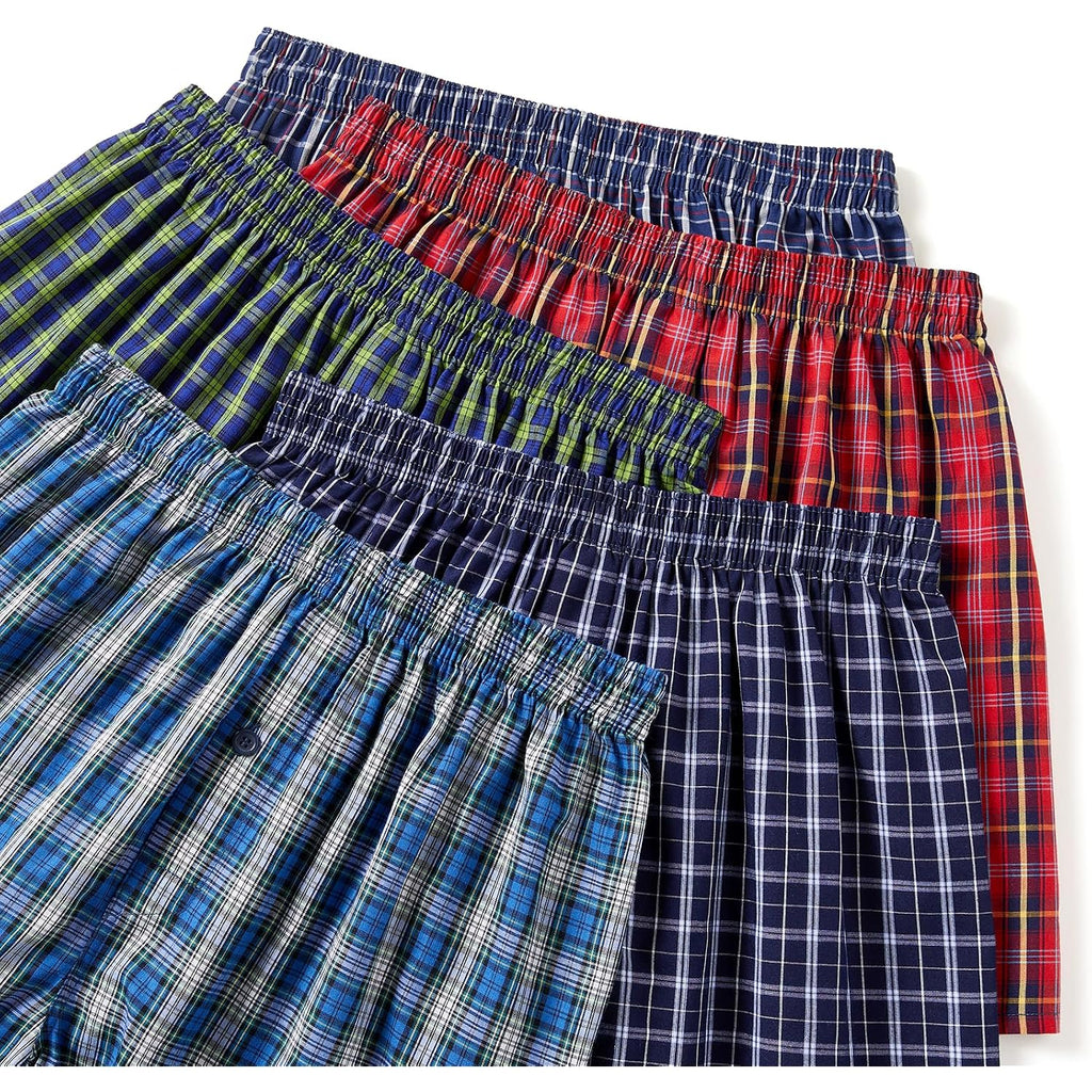 Men'S 100% Cotton Boxer Shorts, Men'S Classic Fit Woven Underwear, 5 Pack / 10 Pack