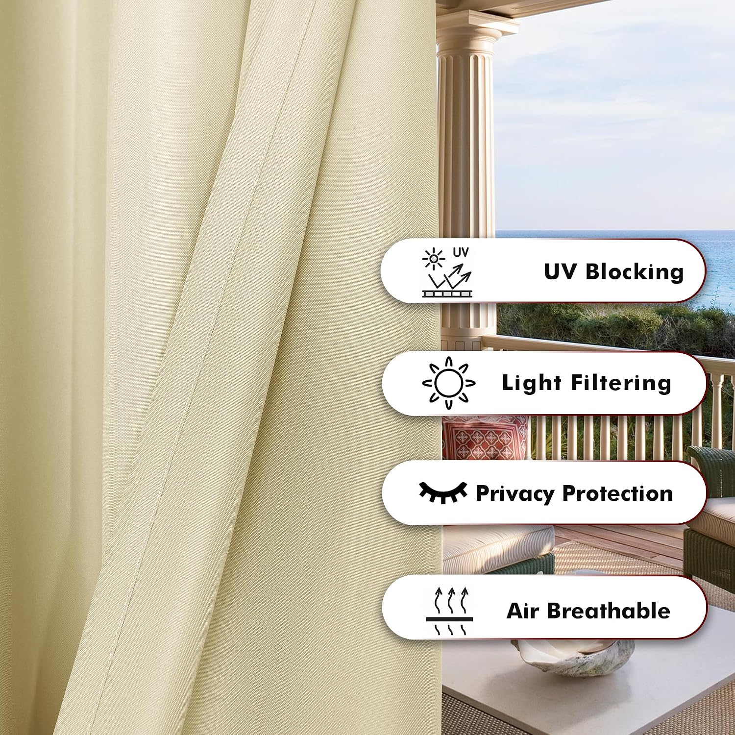 Bonzer Waterproof Outdoor Curtains For Patio