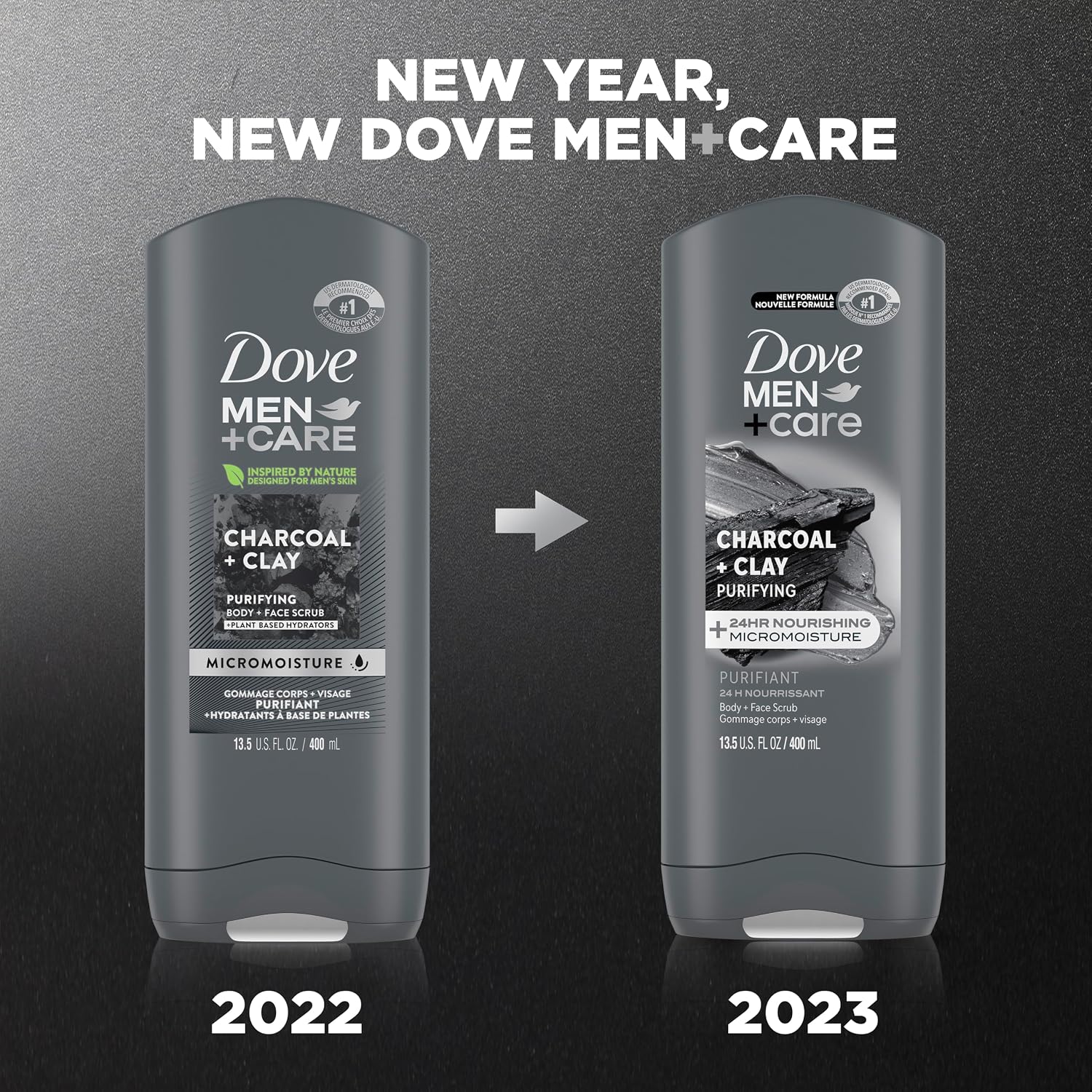 Dove Men + Care Purifying Charcoal + Clay Body And Face Wash With 24-Hour Nourishing Micromoisture Technology Body Wash For Men, 13.5 Oz