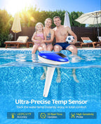 Solar Digital Pool Thermometer Floating Easy Read With One Rope | Large Lcd Display With Big Numbers, ±0.5℃ High Precision, Ip68 Waterproof Pooltemperature Gauge For Hot Tub, Spa