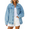 Oversized Denim Jacket Women - Trendy Drop Shoulder Jean Jacket - Loose Fit Boyfriend Style Nashville Outfits For Women