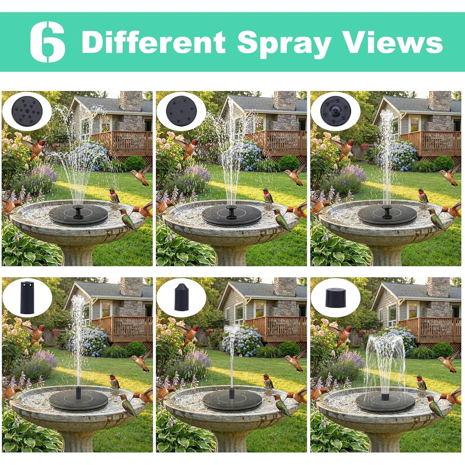 Yeomi Solar Fountain, Floating Solar Water Pump For Bird Bath, Outdoor Water Fountain No Battery Or Electricity Needed, Easy To Use For Garden, Pond, Patio