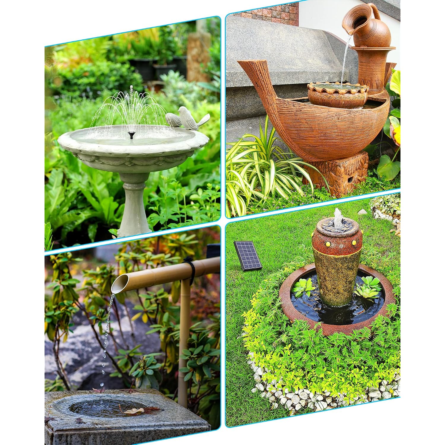 Biling Solar Fountain For Bird Bath, Solar Panel Kit Outdoor Solar Water Pump With 4Ft Tubing For Hummingbird Bath, Small Pond And Fish Tank