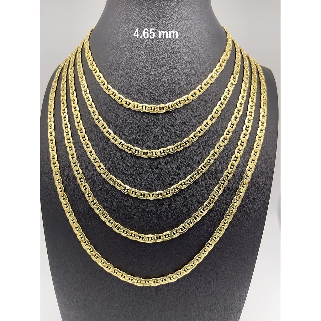 JEWELHEART 14K 10K Real Gold Flat Mariner Chain Necklace, 1.5mm - 4.65mm Diamond Cut Anchor Link Chain For Men - Dainty Yellow Gold Pendant Necklace For Women Lobster Clasp 16" 18" 20" 22" 24"