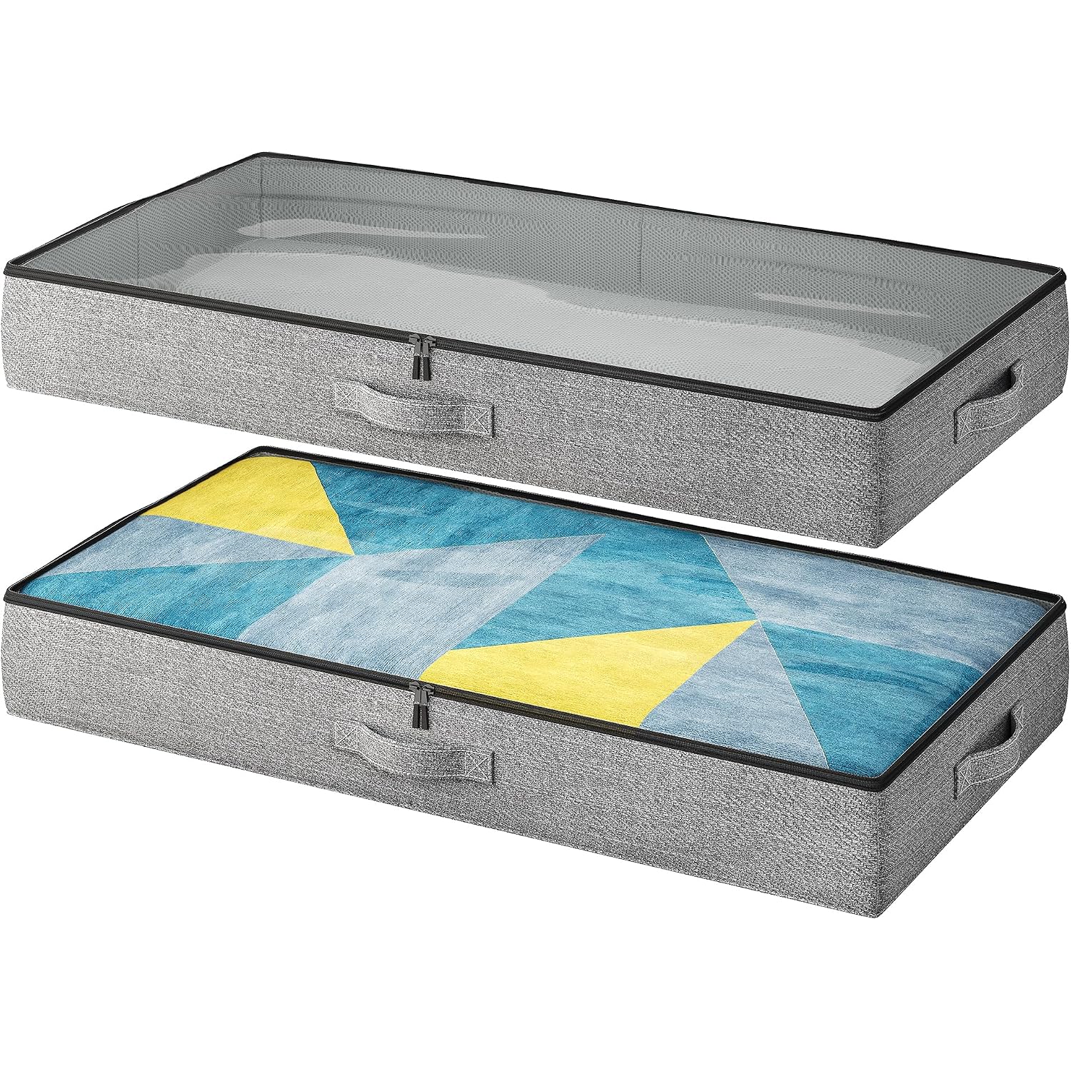 2-Pack Under Bed Storage Containers, 4.5 Inches Tall Low Profile Underbed Clothes Storage Organizer Bin With Sturdy Sidewalls/Bottom, Underbed Storage Bins 2 Storage Thin Bins