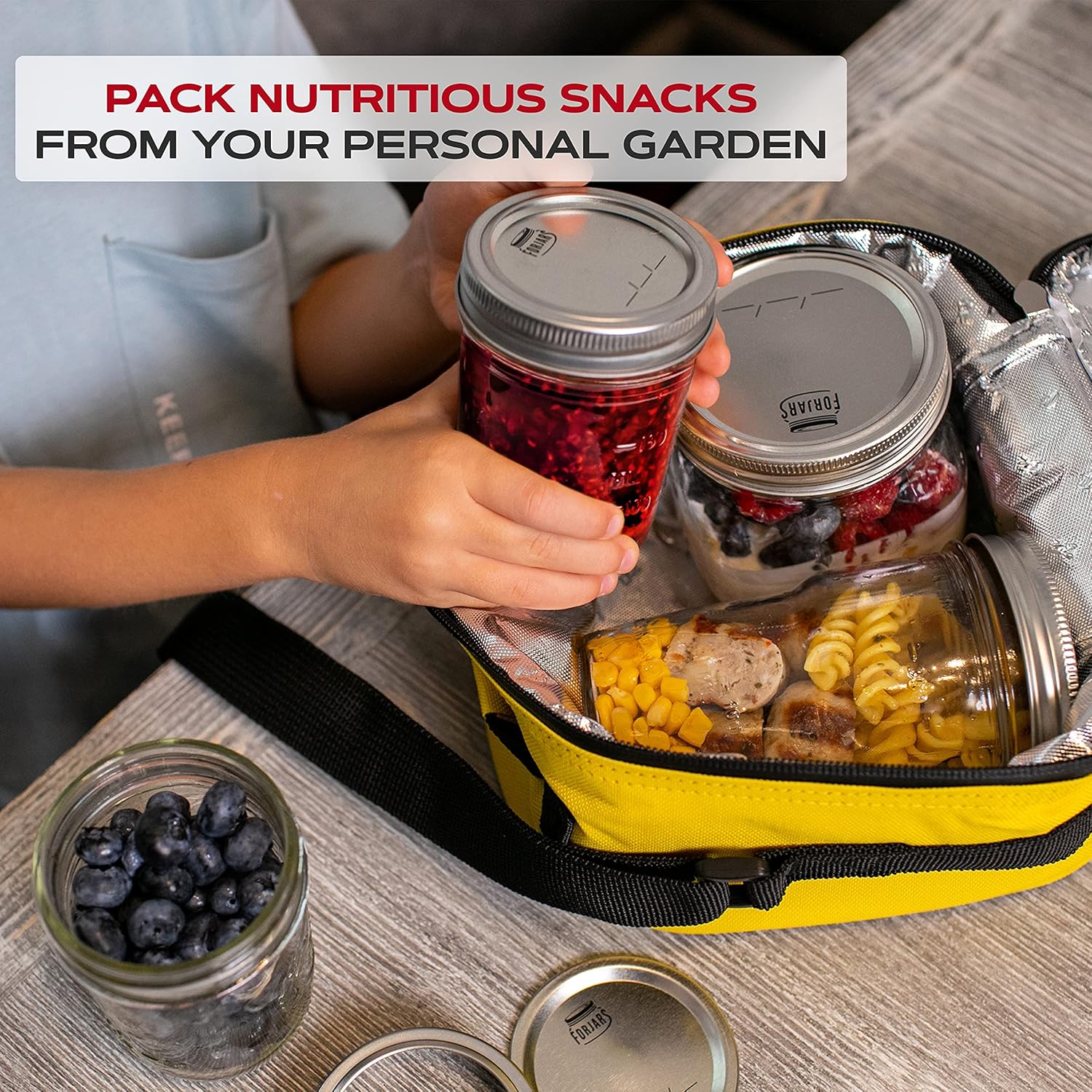 FORJARS - Canning Lids Regular Mouth, 100-Pack – Create Airtight Seals on Mason Jars to Preserve Food for Meal Prep & Food Storage – 2.7 In. Steel Lids with Silicone Seals – Canning Supplies