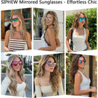 SIPHEW Polarized Sunglasses for Women & Men - UV400 Mirrored Beach Eyewear, Designer Unisex Fashion Sunglasses w/Medium Fit A02 Purple Mirror Lens