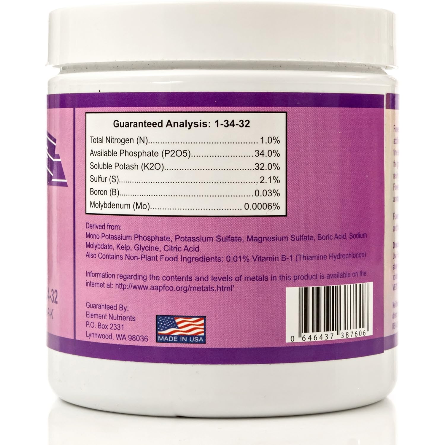 Bloom Booster And Yield Enhancer For Plants - Big, Heavy, Healthy Harvests, For Use In Soil And Hydroponics - Concentrated Phosphorus And Potassium - Flower Fuel 1-34-32, 250G