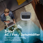 Black+Decker Portable Air Conditioner, 9,000 Btu, Bpact08Wt, White | 5,300 Btu Sacc For Rooms Up To 400 Sq. Ft., 3-In-1 Portable Ac, Fan And Dehum With Follow Me Remote Control And Window Kit