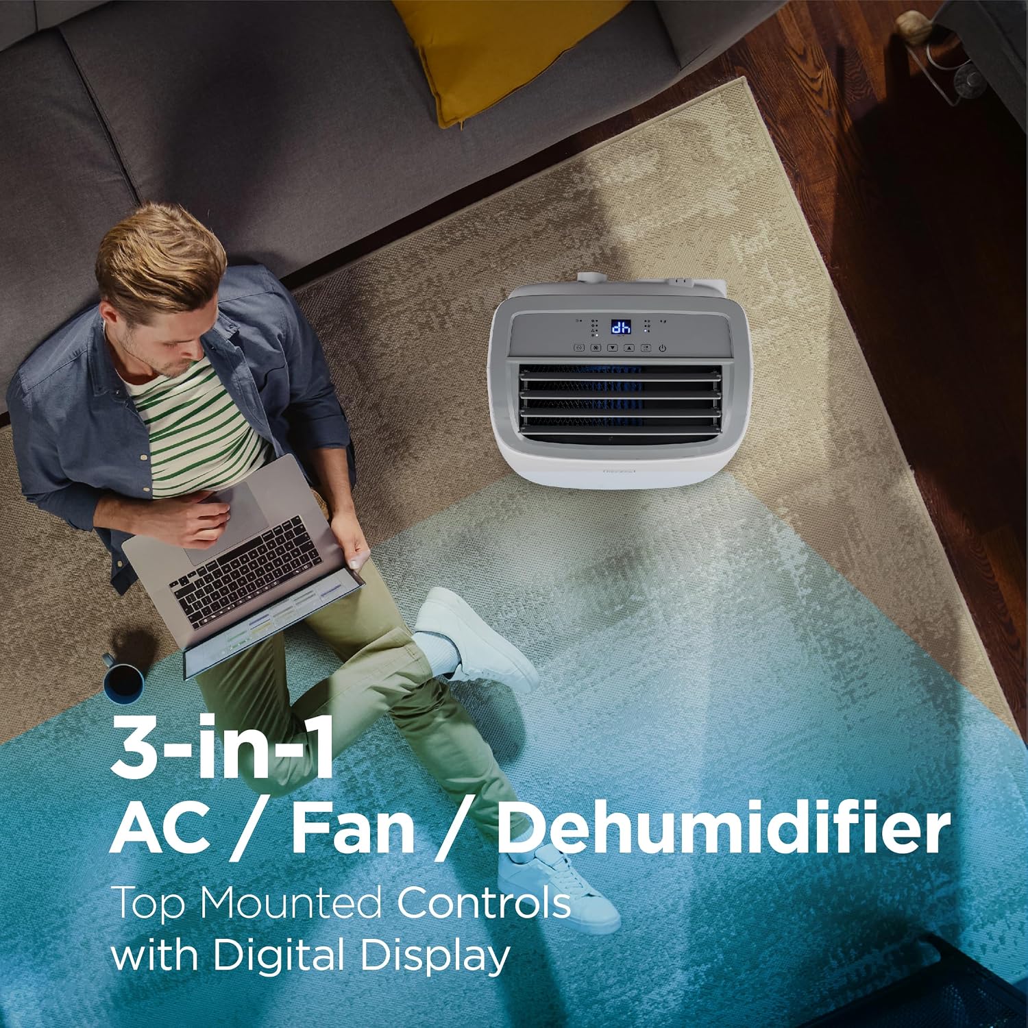 Black+Decker Portable Air Conditioner, 9,000 Btu, Bpact08Wt, White | 5,300 Btu Sacc For Rooms Up To 400 Sq. Ft., 3-In-1 Portable Ac, Fan And Dehum With Follow Me Remote Control And Window Kit
