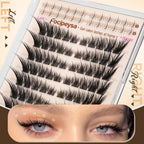Focipeysa Fox Eye Lash Clusters Kit Fox Tail Lashes Cluster Eyelash Extensions Kit With Lash Bond And Seal, Lash Remover Lash，Lash Tweezers Diy Lash Clusters Set