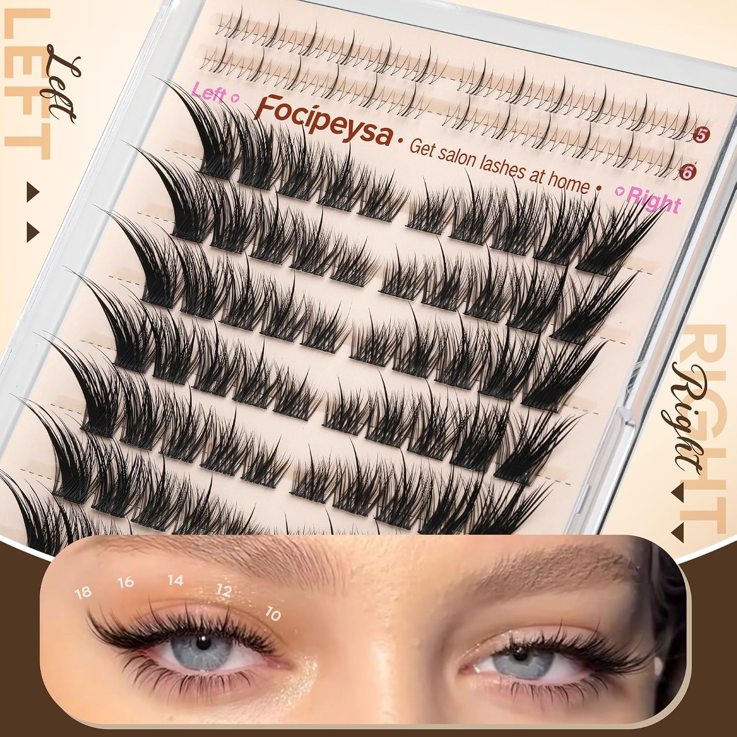Focipeysa Fox Eye Lash Clusters Kit Fox Tail Lashes Cluster Eyelash Extensions Kit With Lash Bond And Seal, Lash Remover Lash，Lash Tweezers Diy Lash Clusters Set