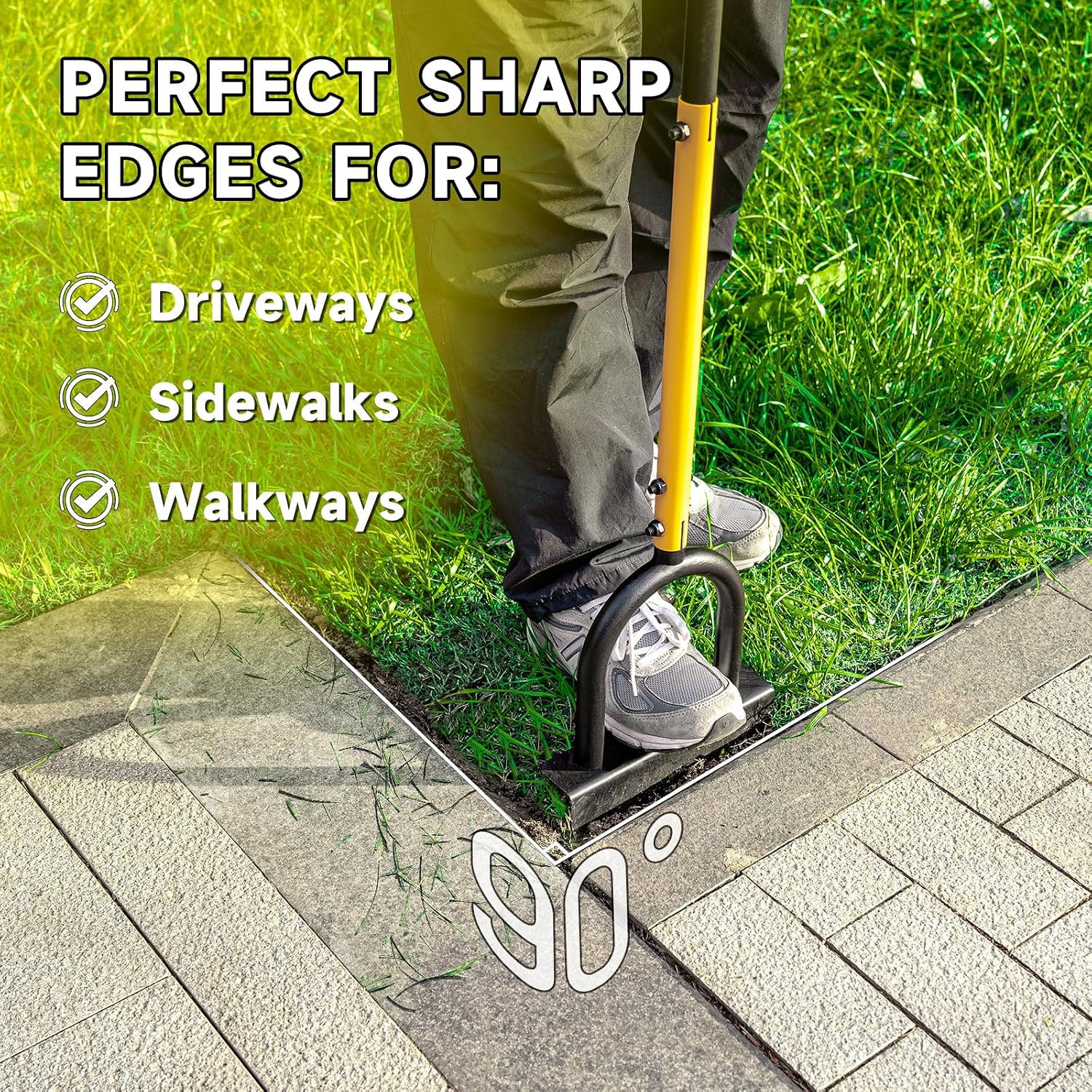 Manual Edger Lawn Tool With 38"-42" Adjustable Length, Saw-Tooth Border Edger With Wide Footplate Manganese Steel Blade, Garden Edging Tool For Flower Beds, Landscaping, Sidewalks, Yard