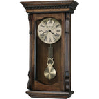 Howard Miller Agatha Wall Clock – Wooden Pendulum Clock With Triple-Chime Quartz Movement, Battery Operated, Acanthus Molding Detail
