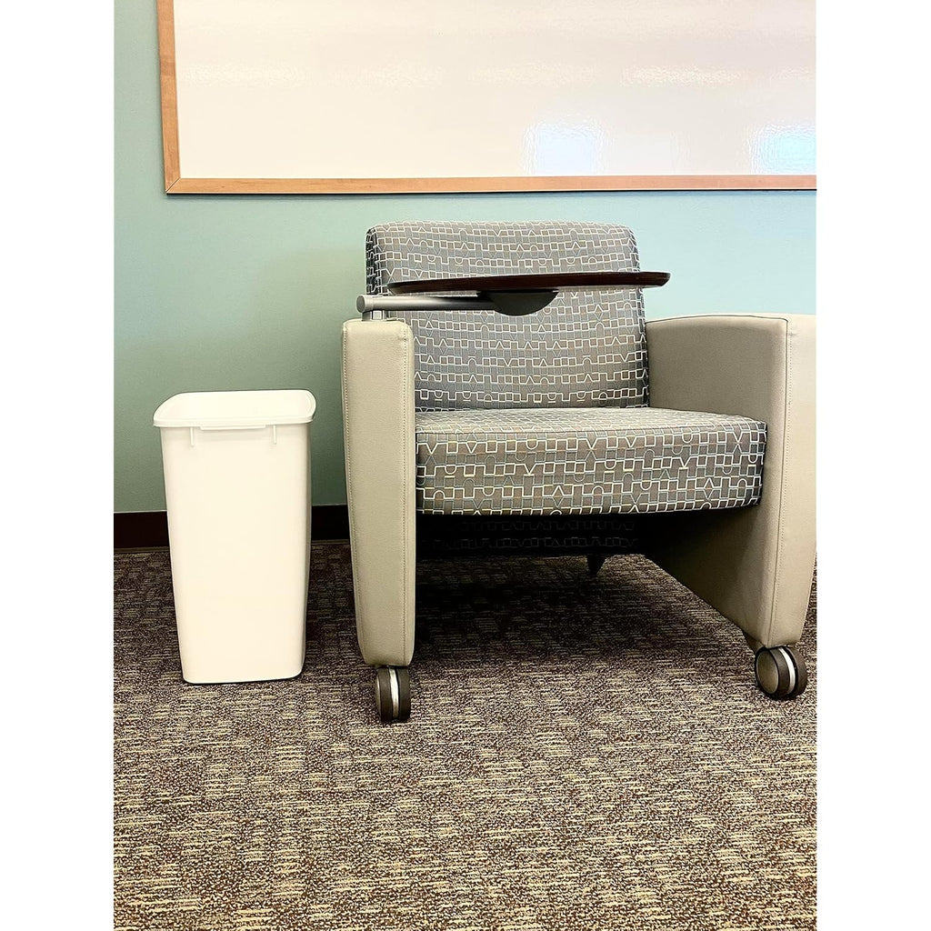 Rubbermaid Small Kitchen Bathroom Trash Can, 9 Gallons, White, Waste Basket for Under Counter/Kitchen/Office/Bedroom/Bathroom