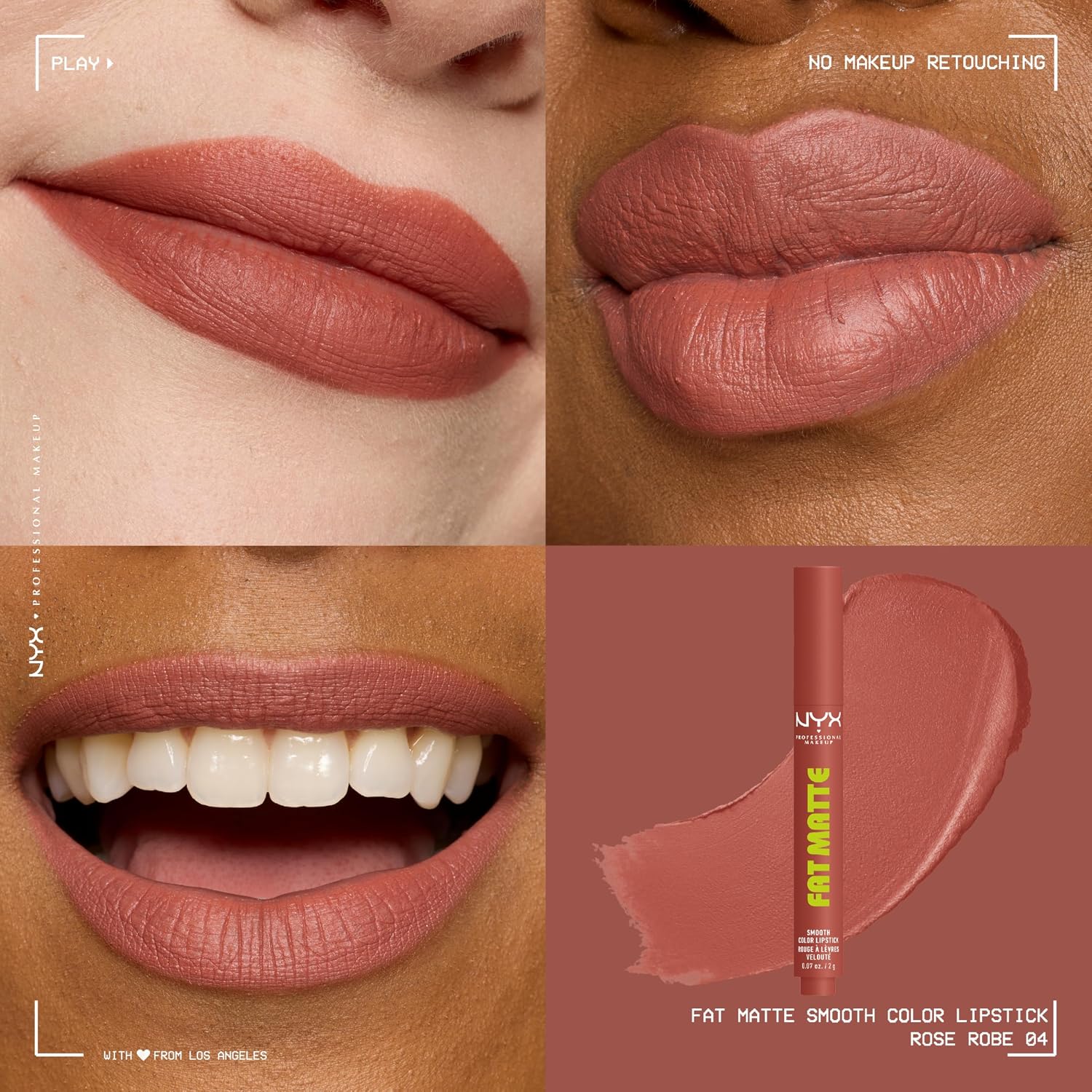 Nyx Professional Makeup Fat Matte Lipstick, Pigmented, Smoothing, & Non-Drying Lip Crayon, Long Lasting Lip Makeup, Vegan & Cruelty Free - Rose Robe (Rose Nude)