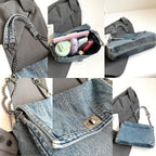 Large Denim Purses For Women Denim Tote Bag Casual Retro Crossbody Lightweight Shoulder Bag Canvas Handbags