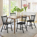 Lue Bona Upgraded Dining Chairs Set Of 4, Farmhouse Wooden Spindle Back Kitchen Chairs, Windsor Dining Chairs For Kitchen And Dining Room, Black