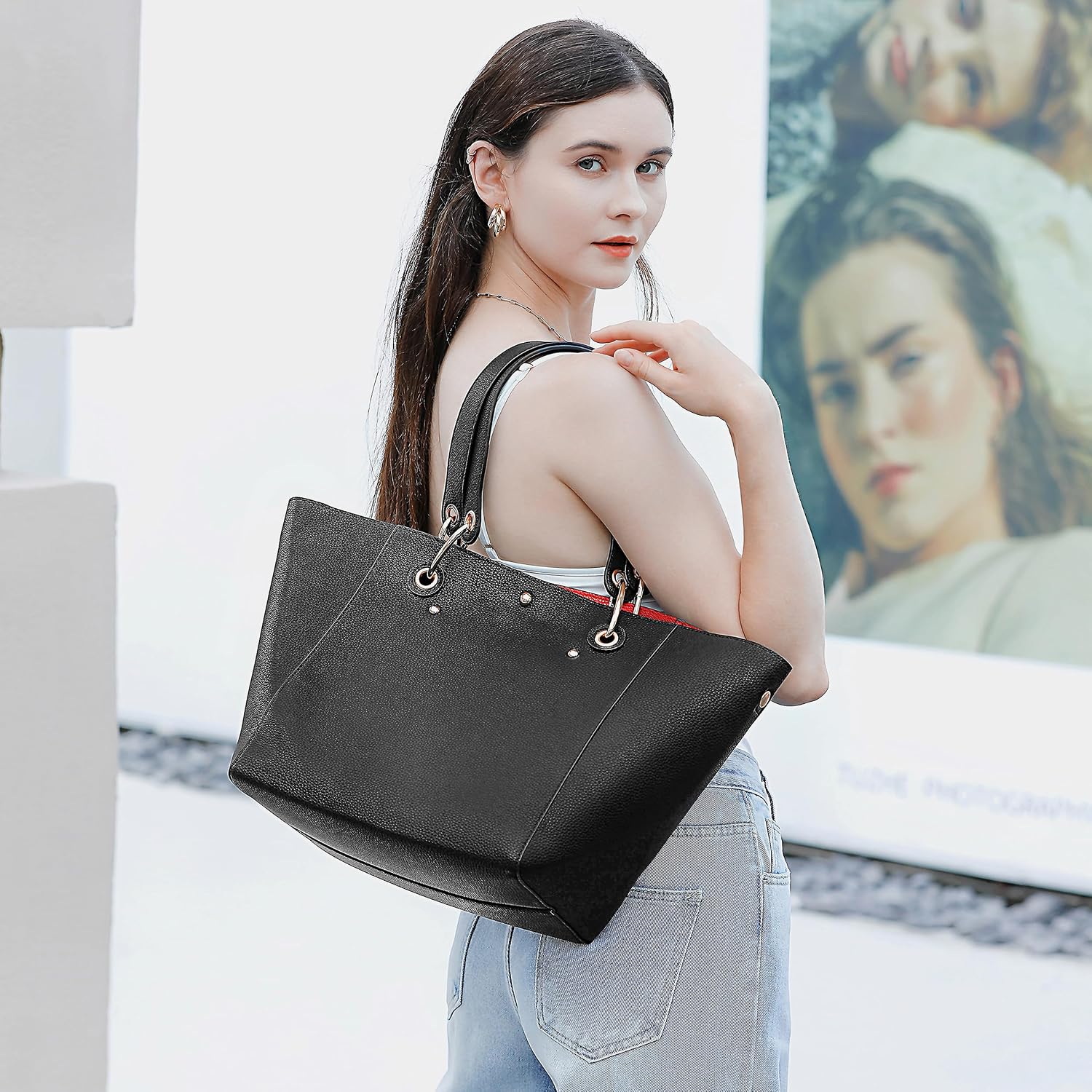 Sqlp Large Work Tote Bag For Women Designer Handbags Big Bucket Purses