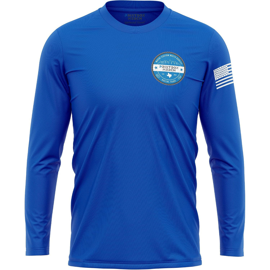 Custom Dry Fit Long Sleeve Shirts For Men, Add Your Logo Front & Back Printing, Customized Moisture Wicking Sun Protection Uv Construction Landscaping Workwear T-Shirts Black