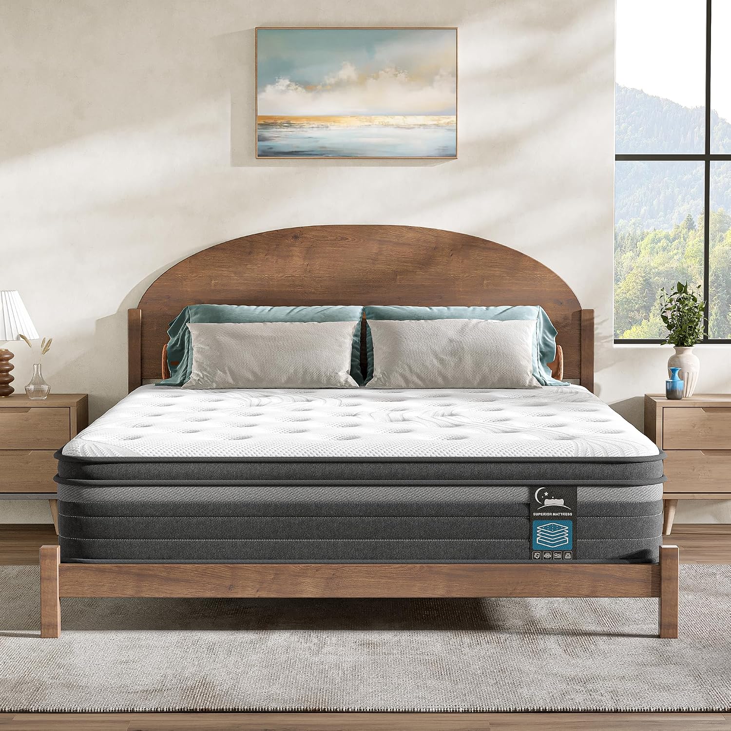 Queen Mattress 12 Inch In A Box, Hybrid Queen Mattress With Memory Foam & Individual Pocket Springs, Medium Firm Queen Size Mattresses For Motion Isolation & Pressure Relief, Certipur-Us