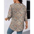 Lomon Womens Plus Size Tops 3/4 Length Sleeve Womens Tops Pleated Crewneck Fall Shirts Summer Blouses 2026 (1X-5X)