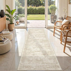 Rug Runners for Hallways Non Slip - 2x8 Runner Rug for Bedroom, Washable Runner with Rubber Backing, Soft Low-Pile Carpet for Kitchen, Laundry, Bathroom (2'x8', Beige/Ivory)