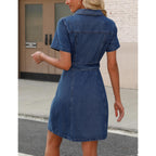 Women'S Denim Dress Short Sleeve Jean Dress Denim Shirt Dresses Western Cowgirl Country Outfits With Pocket 2026
