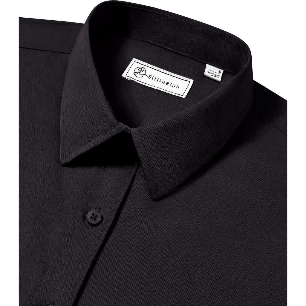 Siliteelon Button Down Shirts For Women: Wrinkle Free Long Sleeve Classic Fit Collared Dress Shirt Solid Formal Office