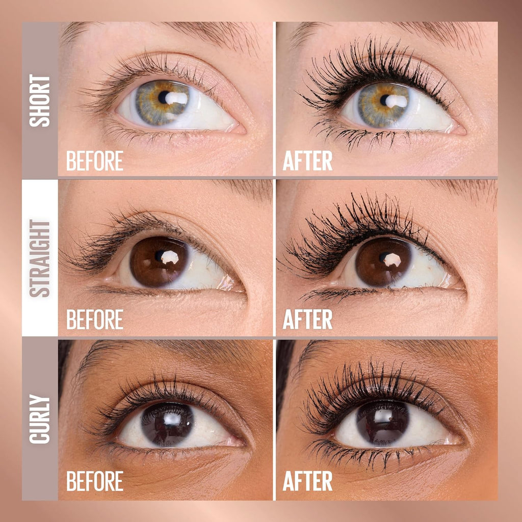 Maybelline Lash Sensational Body Washable Mascara, Volume And Length Formula For 24Hr Lash Lift, Smudge And Clump-Resistant, Brownish Black