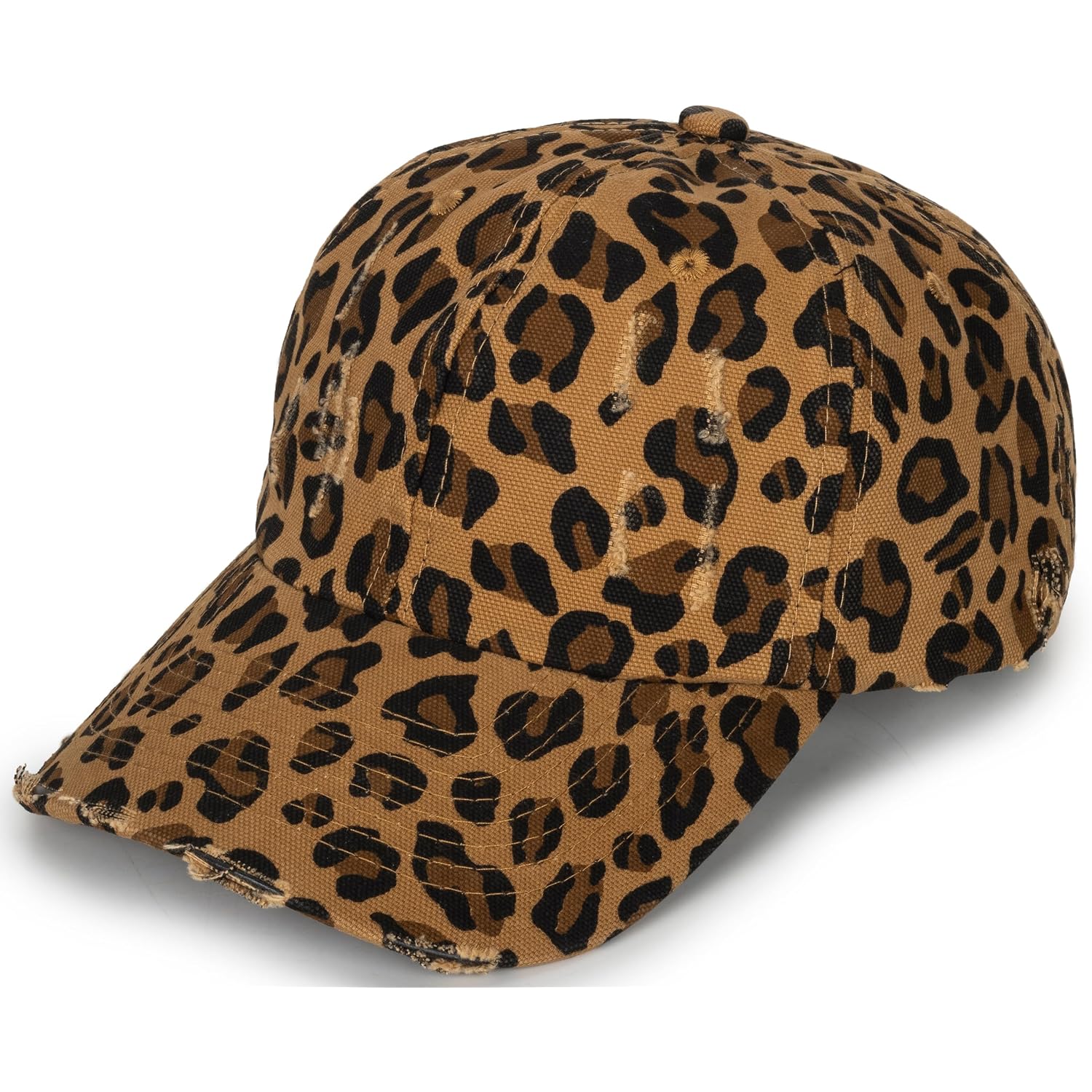 Baseball Cap for Women-Men-Adjustable Leopard Print Cotton Strapback Hats Unisex Trucker Dad Hat-Sun Hat Leopard Print